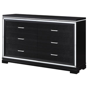 Cappola - Rectangular 6-Drawer Dresser - Silver And Black