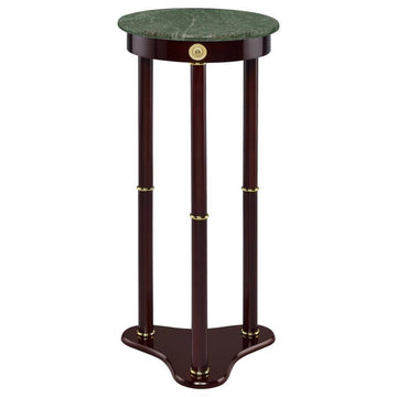 Edite - Round Marble Top Accent Side Table - Merlot
