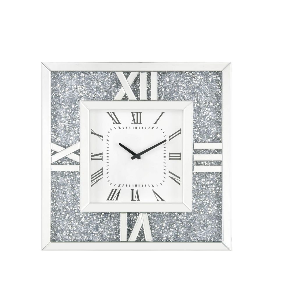 Noralie - Wall Clock - Mirrored & Faux Diamonds - 24