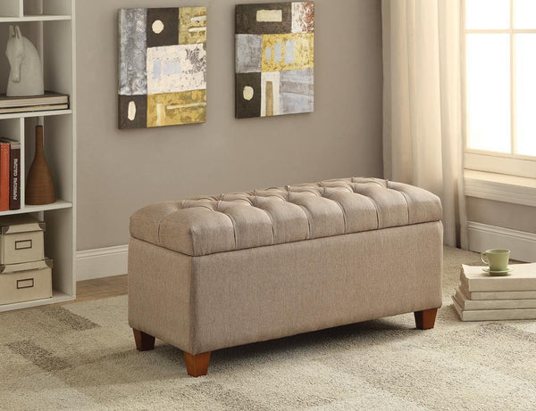 Coaster Tufted Storage Bench with Nailhead Trim