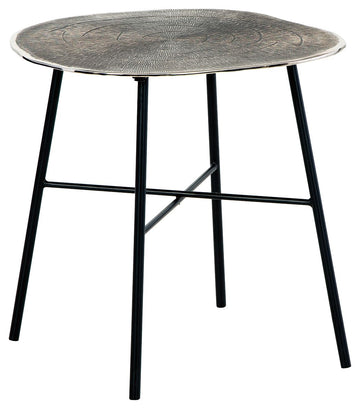Laverford - Round End Table - Chrome / Black
