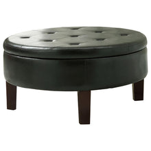 Reginald - Round Tufted Upholstered Storage Ottoman - Dark Brown