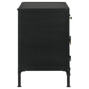Sadler - 2-Drawer Accent Cabinet With Glass Doors - Black