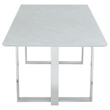 Annika - Rectangular Glass Top Dining Table - White and Chrome