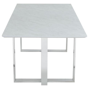 Annika - Rectangular Glass Top Dining Table - White and Chrome