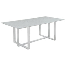 Annika - Rectangular Glass Top Dining Table - White and Chrome