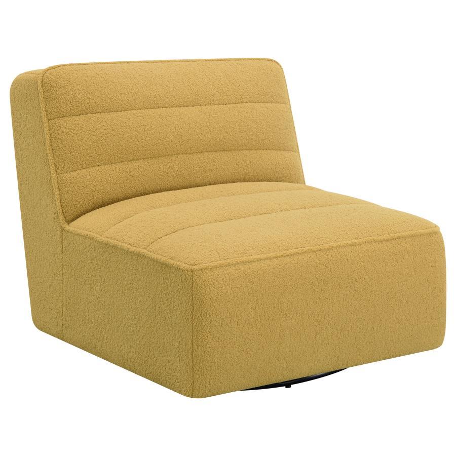 Cobie - Upholstered Swivel Armless Chair - Mustard