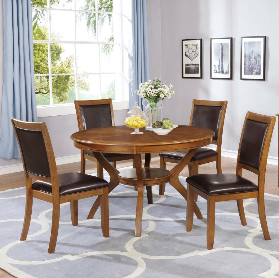 Nelms - 5-Piece Round Dining Room Set - Brown