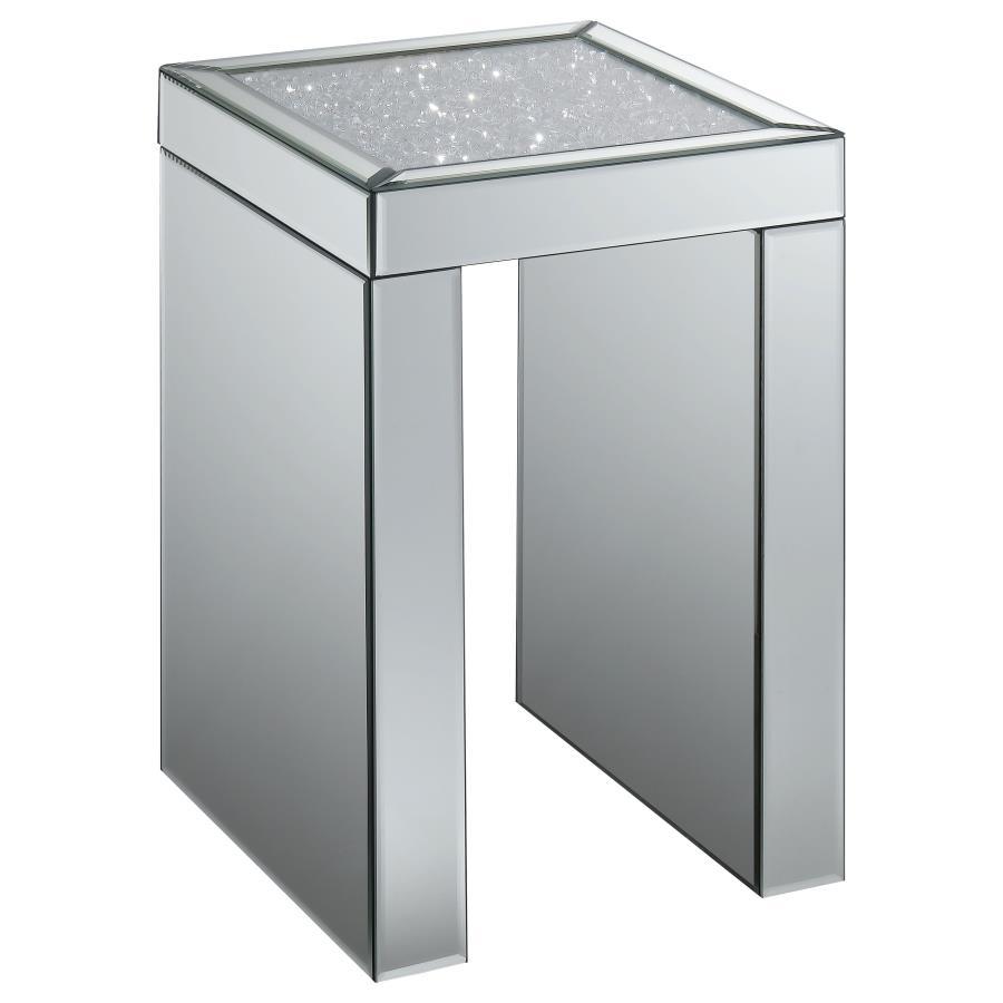 Audrey - Square Chairside Table - Clear Mirror