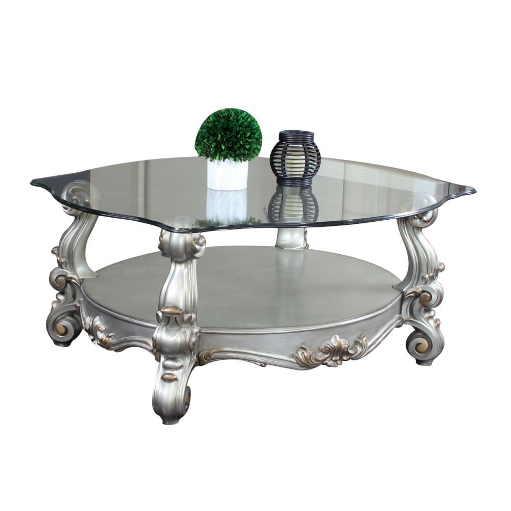 Versailles - Coffee Table - Antique Platinum - & Clear Glass - 22