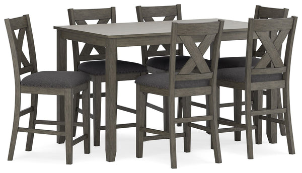 Caitbrook Rect Drm Counter Table Set (Set of 7) Gray