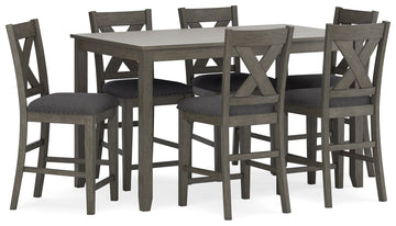 Caitbrook - Rect Drm Counter Table Set (Set of 7) - Gray